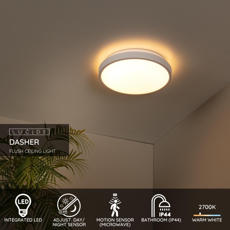 Lucide DASHER - Zapustené stropné svietidlo Kúpeľňa - Ø 29,3 cm - LED - 1x12W 2700K - IP44 - Biela